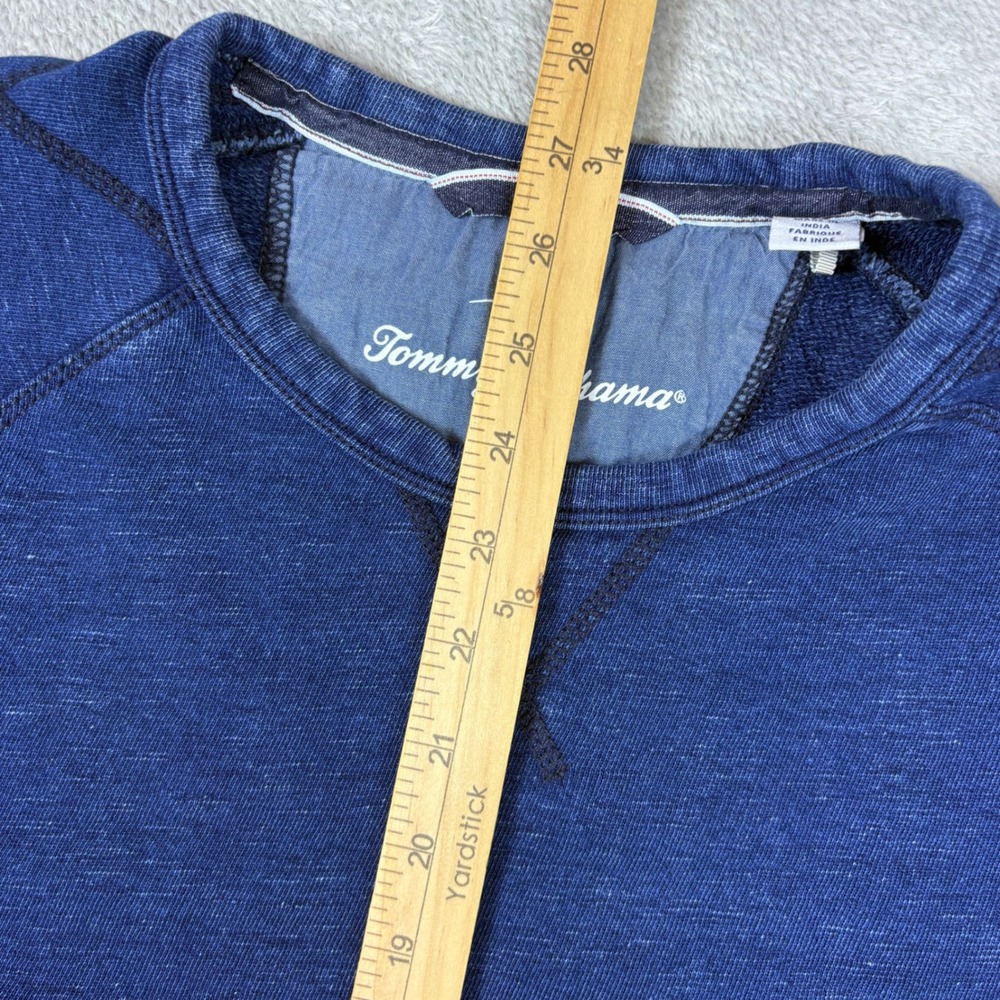 Tommy Bahama Sweater Mens S Indigo Raglan Pullover Blue Faded Cotton Sweatshirt - Picture 6 of 8